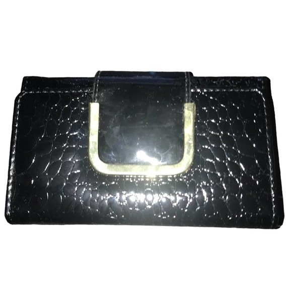Bello Tutti Handbags - BELLO TUTTI BLACK WITH GOLD TONE ACCENT TRI-FOLD WALLET